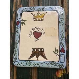 Blue Sky Queen of Hearts Hotel Ceramic Trivet Decorative Tile Playing Card Art